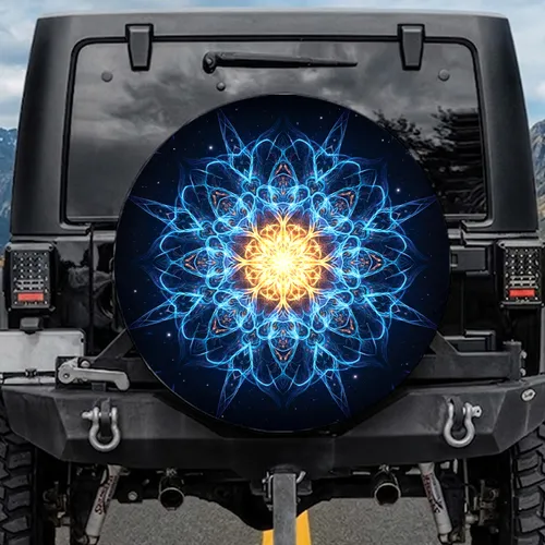 Mandala Starburst Floral Cosmic Dust Stars - Night Sky Decor Gift Spare Tire Cover