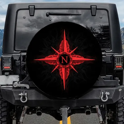 Filigree Compass Rose Ornate Points - Adventure Seeker Travel Gift Spare Tire Cover