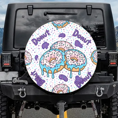Donuts Pink Icing Blue Glaze Sprinkles - Sweet Treat Lover Gift Spare Tire Cover