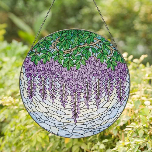 Wisteria Flowers Tiffany Stained Glass Mosaic Sky - Home Decor Gift for Peaceful Ambiance Stained Glass Suncatcher