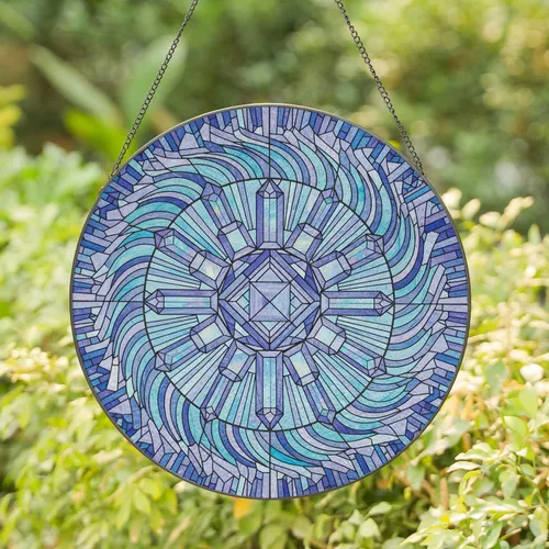 Luminous Translucent Crystal Prisms Geometric Radiating Mosaic - Home Decor Gift Stained Glass Suncatcher