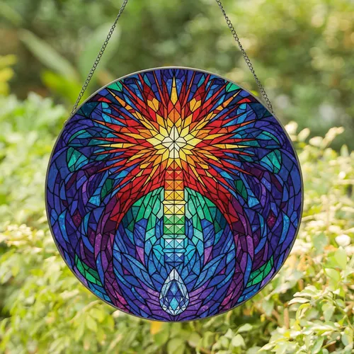 Starburst Gem Cascade Crystal Teardrop Mosaic - Cosmic Home Decor Gift Stained Glass Suncatcher