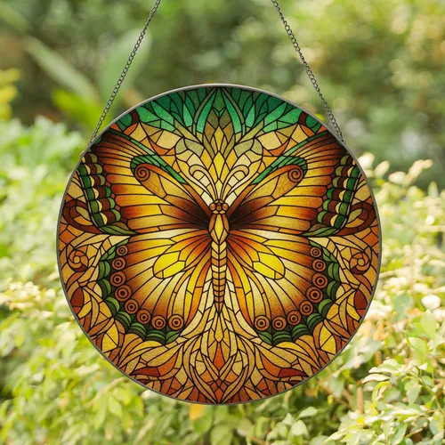 Tiffany Glass Butterfly Filigree Mosaic Jewel Tones Home Decor Gift for Butterfly Lover Stained Glass Suncatcher