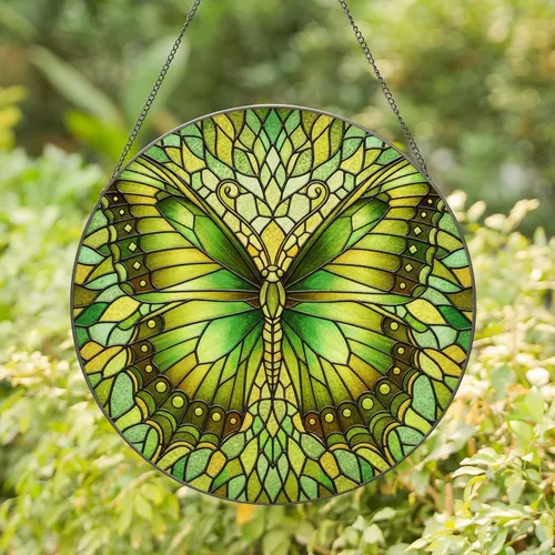 Jewel Tone Stained Glass Butterfly Mosaic - Nature Lover Home Decor Gift Stained Glass Suncatcher