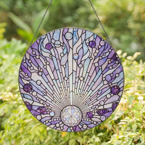 Radiant Stained Glass Sphere Rainbow Light Amethyst Chips Translucent Home Decor Gift Stained Glass Suncatcher