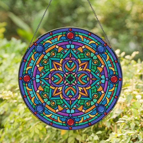 Tiffany Glass Celtic Knot Rosette Mosaic Geometric - Home Decor Gift Stained Glass Suncatcher