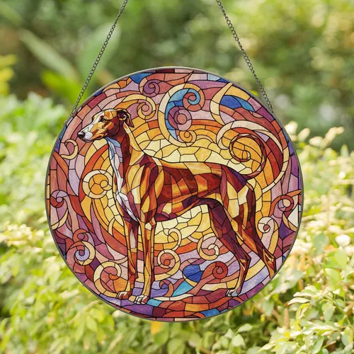 Sighthound Dog - Home Decor Gift for Dog Lovers and Sighthound Breed Owners Stained Glass Suncatcher