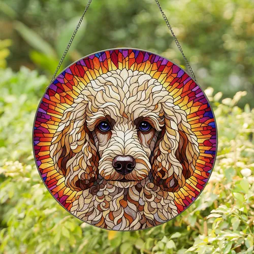 Close-Up Poodle Portrait Home Decor Gift for Poodle Owners, Dog Lovers, Pet Parents Stained Glass Suncatcher