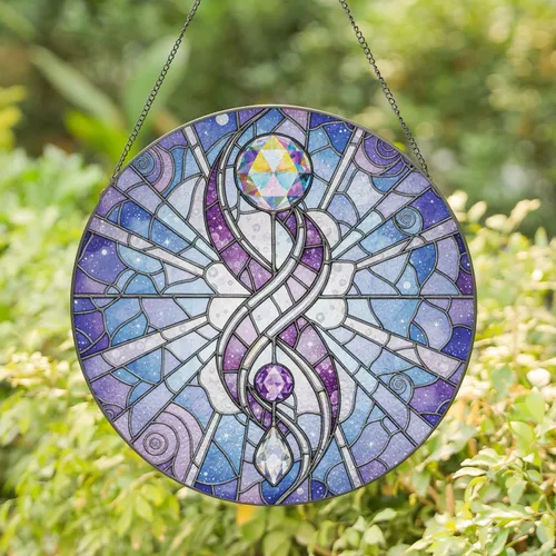 Crystal Spheres Double-Helix Celestial Mosaic Home Decor Gift Stained Glass Suncatcher