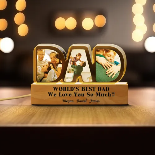 Personalized Photo Night Light - Gifts for Dad, Father's Day Gifts, Custom Acrylic, Name Light, Gifts from Daughter, Best Dad Ever