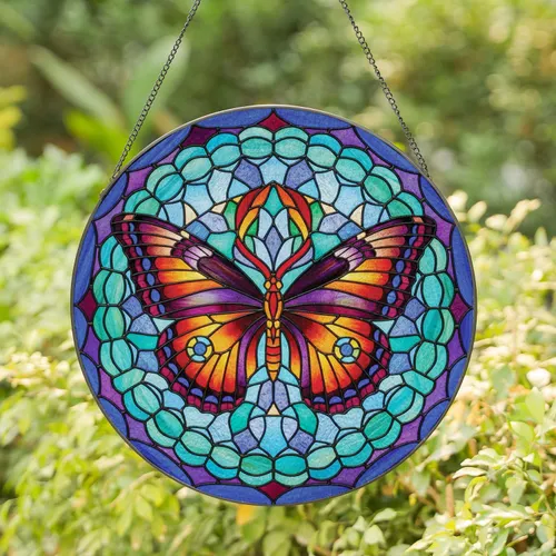 Butterfly Petal Stained Glass Mosaic - Home Decor Gift for Butterfly Lover Stained Glass Suncatcher