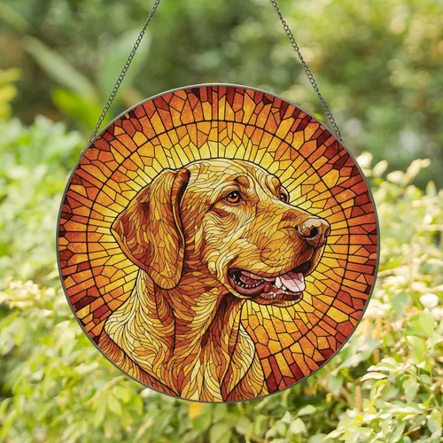 Attentive Vizsla Dog Head - Everyday Home Decor Gift for Vizsla Owners and Dog Lovers Stained Glass Suncatcher