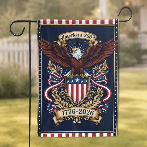 Bald Eagle Liberty Shield American USA 250th Anniversary 1776-2026 Independence Day Gift for Veterans Garden Flag