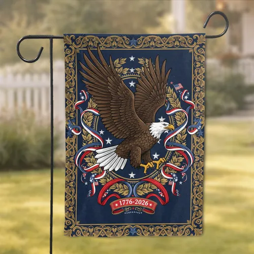Bald Eagle American Flag 1776-2026 - USA 250th Anniversary Independence Day Gift for Veterans Garden Flag