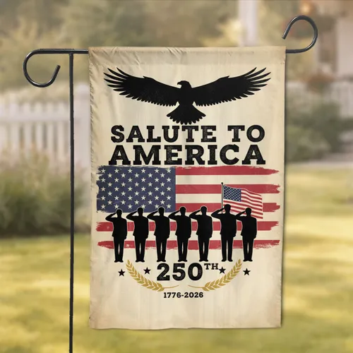 Bald Eagle American Flag Military - USA 250th Anniversary Independence Day Gift for Veterans Garden Flag