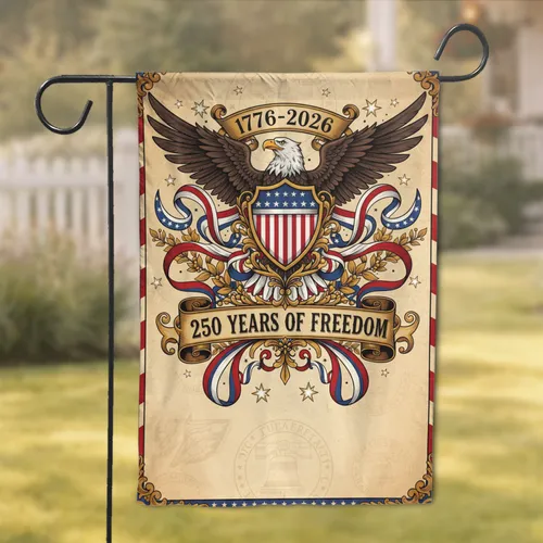 Bald Eagle American Flag 1776-2026 250 Years Freedom - USA 250th Anniversary Garden Flag