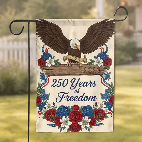 Bald Eagle American Flag USA 250th Anniversary - 250 Years of Freedom Gift Garden Flag