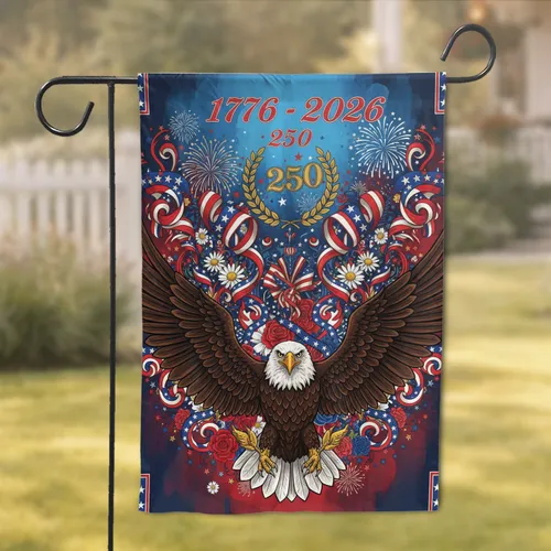 Bald Eagle American Flag 1776-2026 USA 250th Anniversary Independence Day Gift for Dad Garden Flag