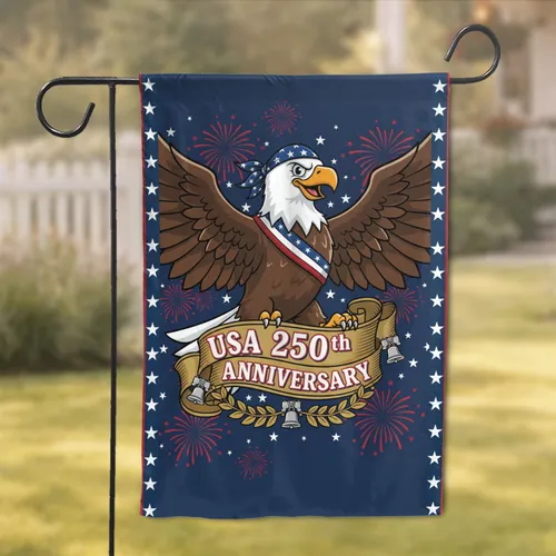 Bald Eagle American Flag USA 250th Anniversary - Independence Day Gift for Veterans Garden Flag
