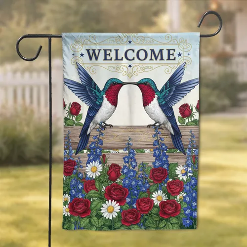 Hummingbirds Welcome Wildflowers - Home Decor Gift for Garden Lover Garden Flag
