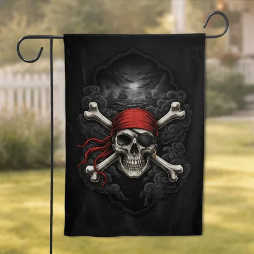 Menacing Pirate Skull Crossbones - Home Decor Gift for Pirate Lover Garden Flag