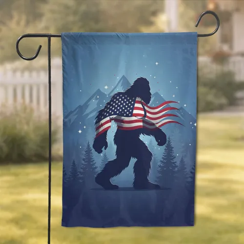 Bigfoot Legend American Flag - Patriotic Home Decor Gift for Sasquatch Fans Garden Flag