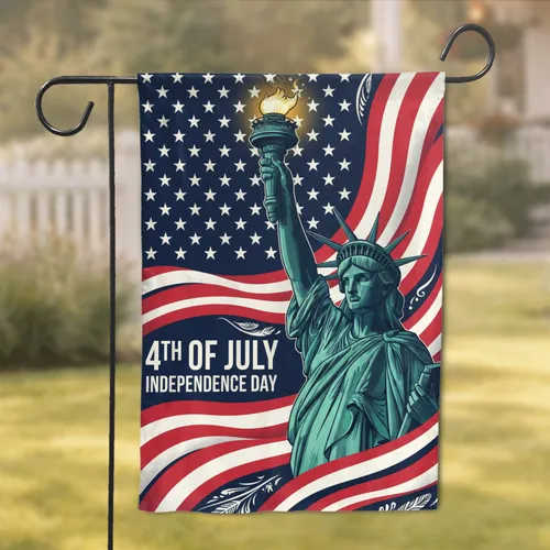 Statue of Liberty 4th of July American Flag - Independence Day Celebration Garden Flag