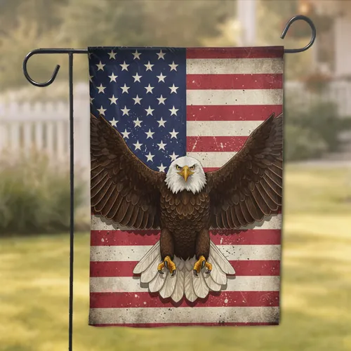 Bald Eagle American Flag Independence Day Gift for Veterans Garden Flag