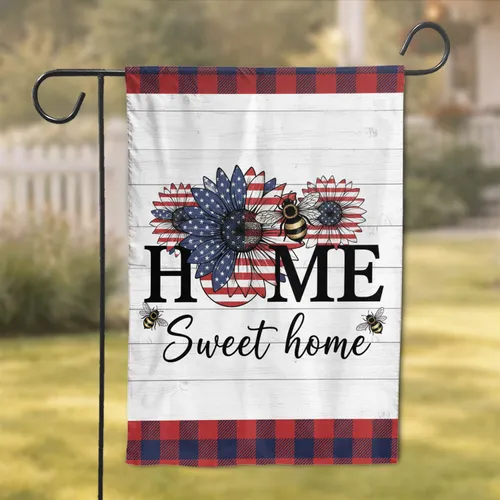 Patriotic HOME Sunflower Bees America 250th Anniversary Home Decor Garden Flag
