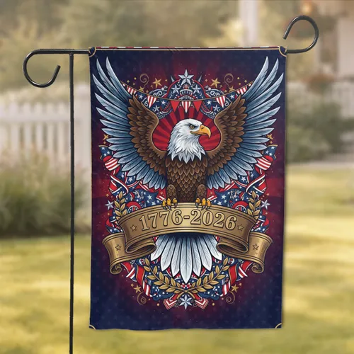 Bald Eagle American Flag 1776-2026 USA 250th Anniversary Independence Day Gift for Veterans Garden Flag