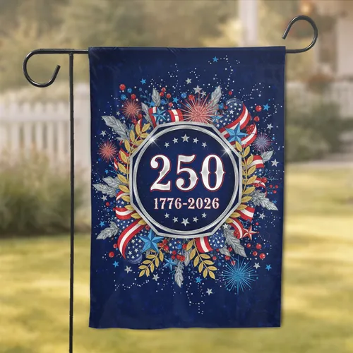 Patriotic Octagonal Star Emblem - USA 250th Anniversary Gift for Veterans Garden Flag