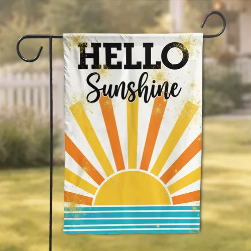 Hello Sunshine Half-Sun Golden Sparkle - Everyday Home Decor Gift Garden Flag