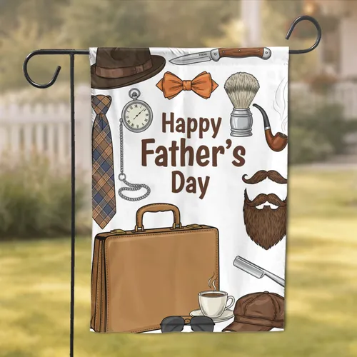 Fedora Hat Pipe Shaving Kit & Gentleman's Accessories Father's Day Gift for Dad Garden Flag