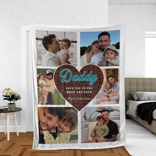 Personalized Dad Photo Blanket, Custom Fleece Father’s Day Gift, Family Memory Throw Blanket, Best Dad Ever Appreciation Gift