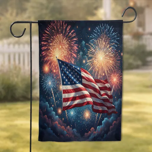 Patriotic American Flag Fireworks - America 250th Anniversary Independence Day Home Decor Garden Flag