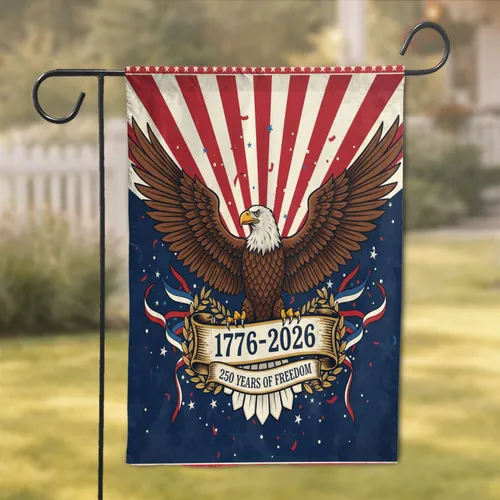 Bald Eagle American Flag 1776-2026 - USA 250th Anniversary Independence Day Gift for Veterans Garden Flag