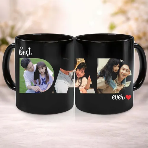 Personalized Photo Mug For Dad, Custom Fathers Day Cup, Photo Collage Mug, Dad Birthday Gift, Father Gift From Son Daughter Wife