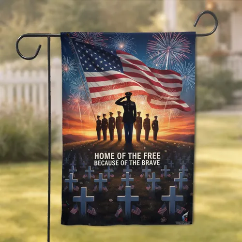 Soldier Saluting American Flag Grave Markers - Patriotic Home Decor Gift for Veterans Garden Flag