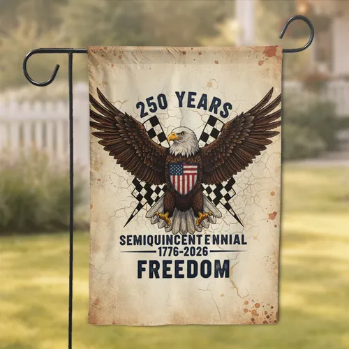 Bald Eagle American Flag Shield 1776-2026 - USA 250th Anniversary Freedom Gift for Veterans Garden Flag
