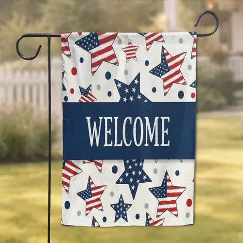 Patriotic Stars Welcome Banner - USA 250th Anniversary Independence Day Garden Flag