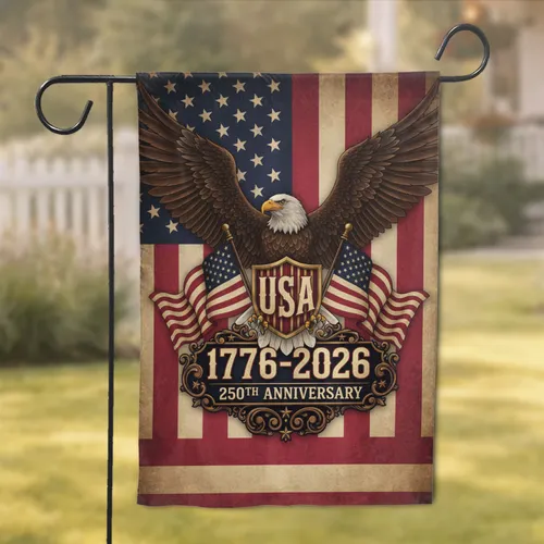 Bald Eagle American Flag 1776-2026 USA 250th Anniversary Independence Day Gift Garden Flag