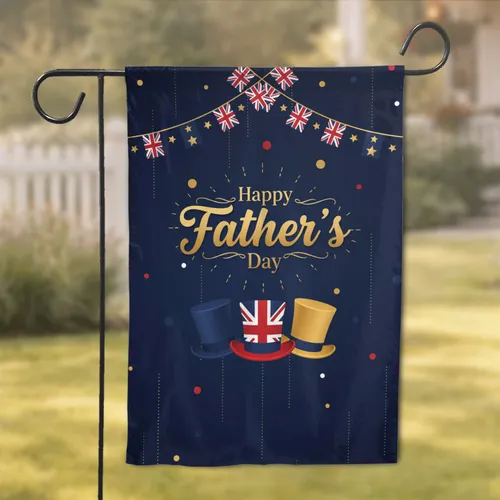Happy Father's Day Top Hats Union Jack - Father's Day Gift for Dad Garden Flag