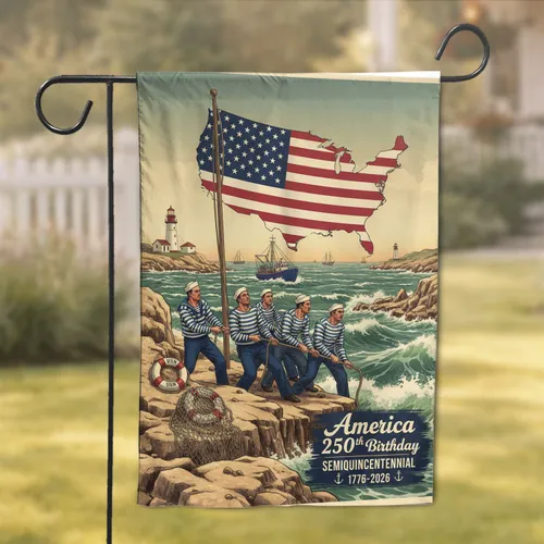 Vintage Sailors USA Map American Flag - America 250th Birthday 1776-2026 for Veterans Garden Flag