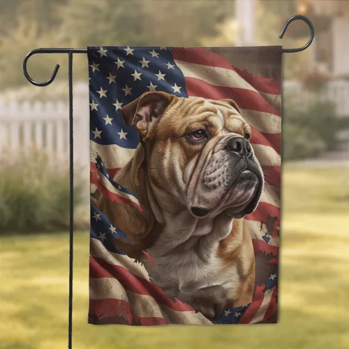Bulldog American Flag Independence Day - Patriotic Dog Lover Home Decor Gift Garden Flag