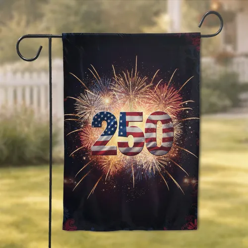 250 American Flag Fireworks - USA 250th Anniversary Independence Day for Veterans Garden Flag