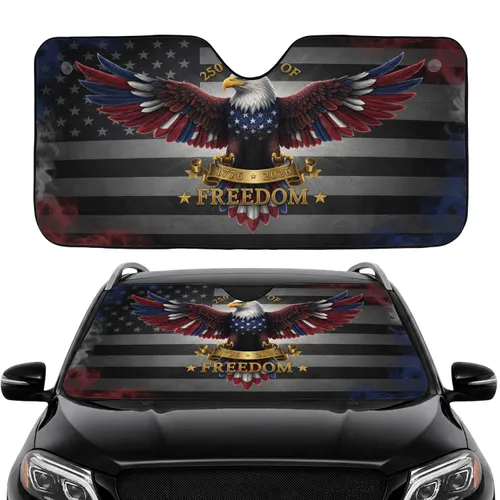 Bald Eagle American Flag 1776-2026 - USA 250 Years of Freedom Car Accessory Car Sunshade