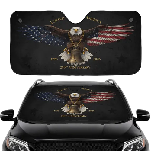 Bald Eagle American Flag Liberty Bell - USA 250th Anniversary Independence Day Gift for Dad Car Sunshade