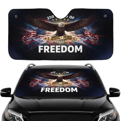 Bald Eagle American Flag 1776-2026 - 250 Years of Freedom Road Trip Gift Car Sunshade