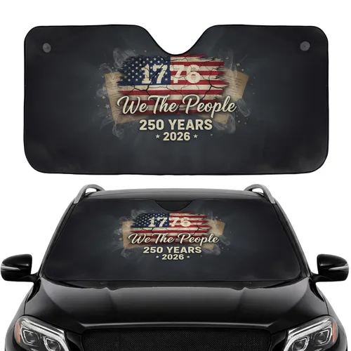 Weathered American Flag 1776 We The People - USA 250th Anniversary Car Interior Upgrade Car Sunshade