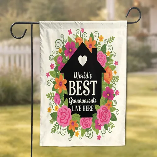 Grandparents House Heart Flowers - Home Decor Gift for Grandparents Garden Flag